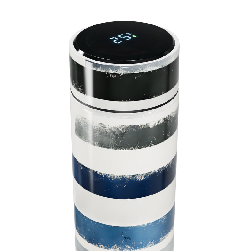 Garrafa Térmica Touch - Listrada Azul e Branca