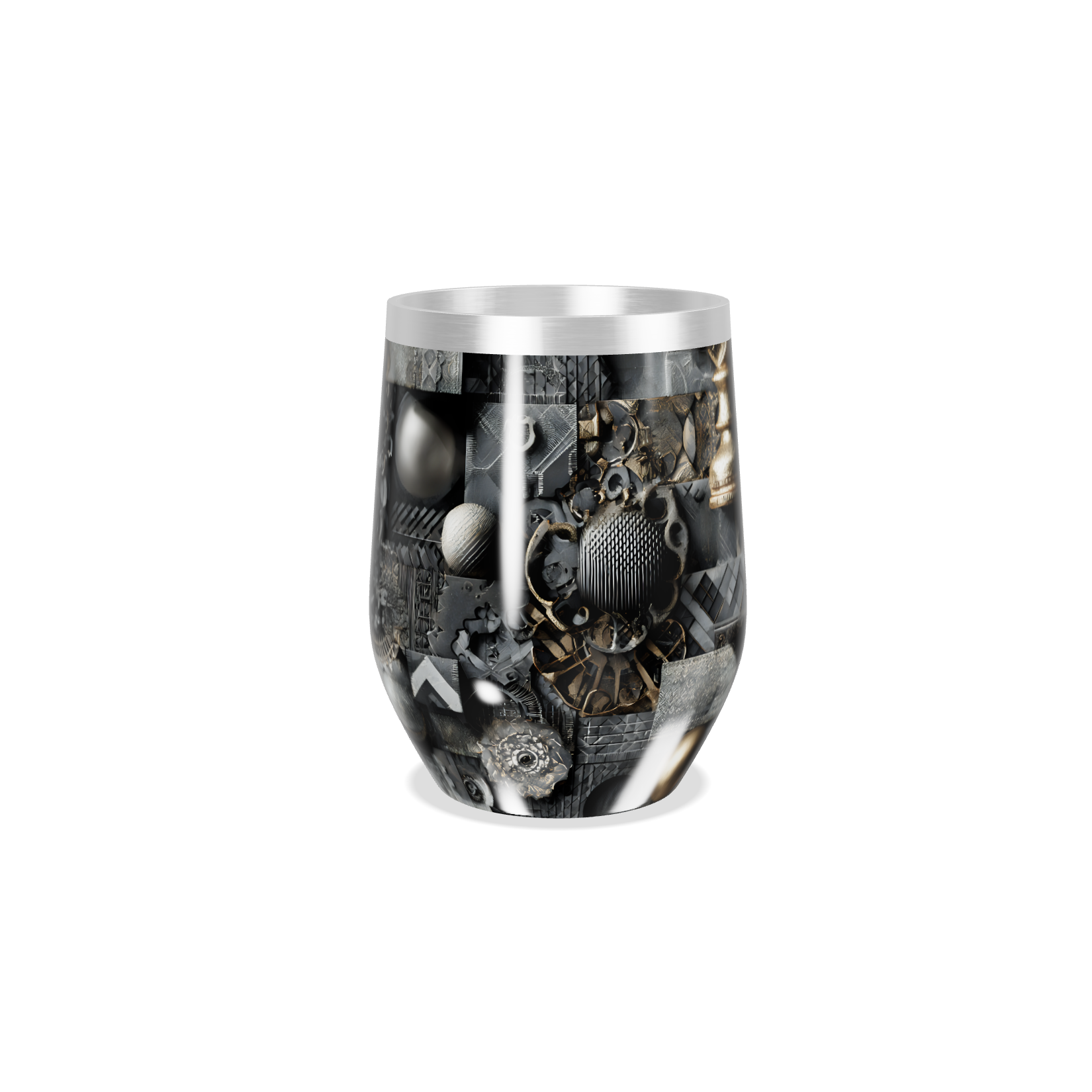 Copo Térmico Slim - Preto com Estampa Geométrica