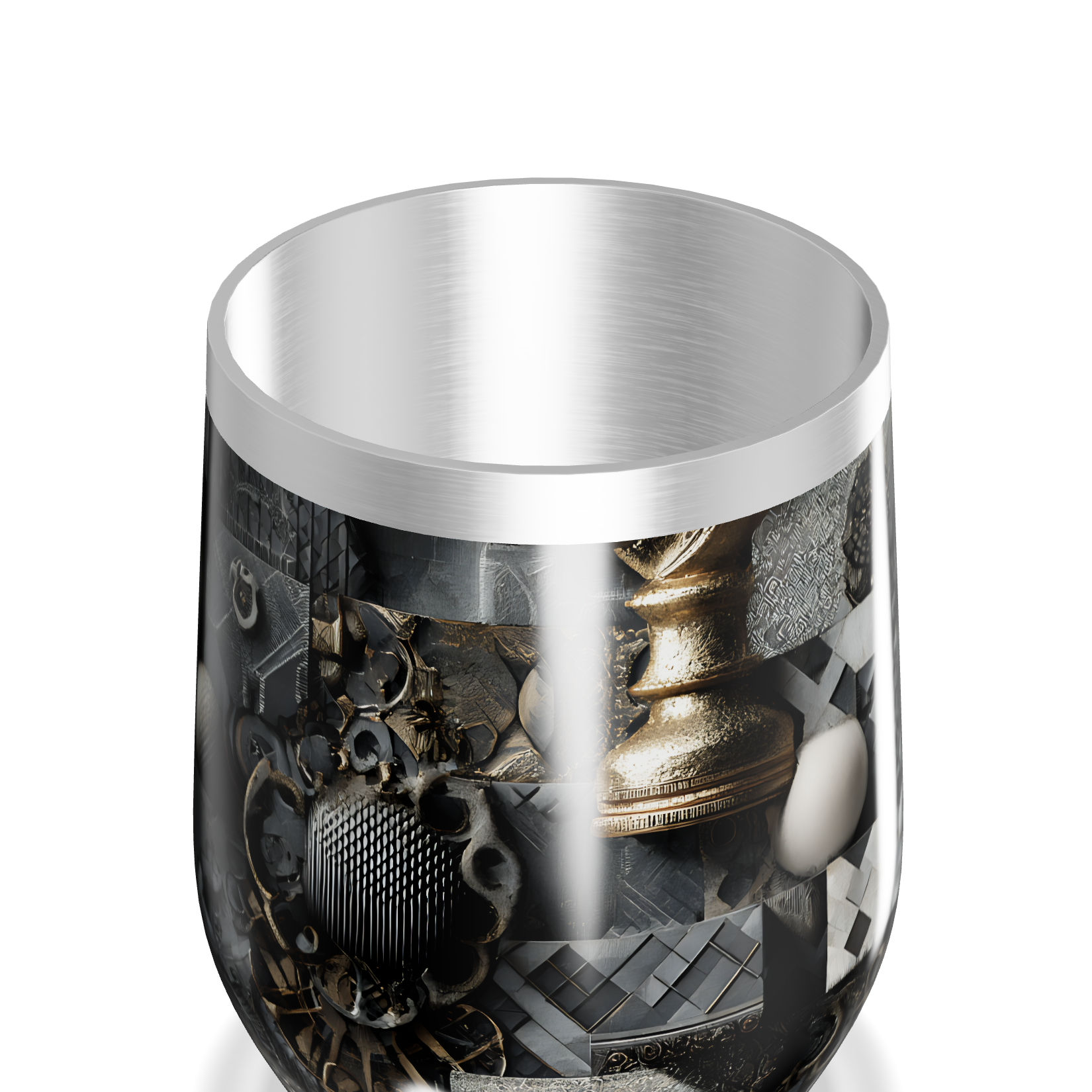 Copo Térmico Slim - Preto com Estampa Geométrica