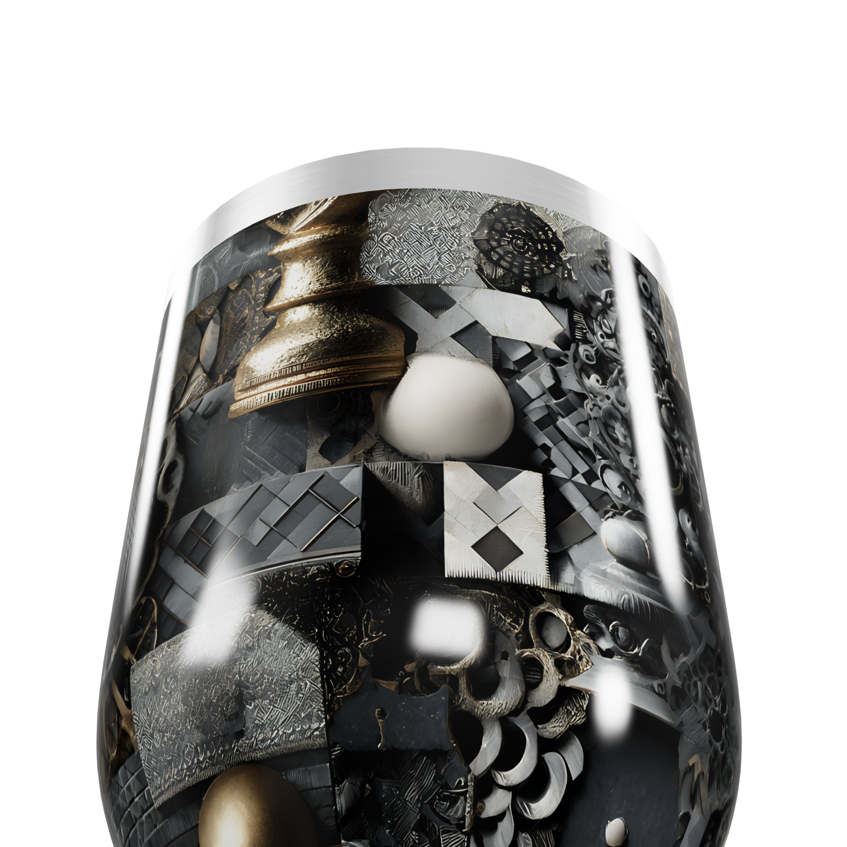 Copo Térmico Slim - Preto com Estampa Geométrica