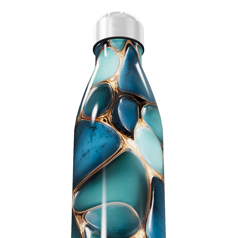 Garrafa Inox Azul - Estampa Abstrata