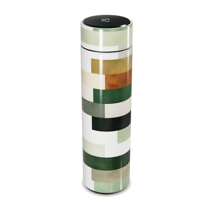 Garrafa Térmica Touch - Listrada Verde e Bege