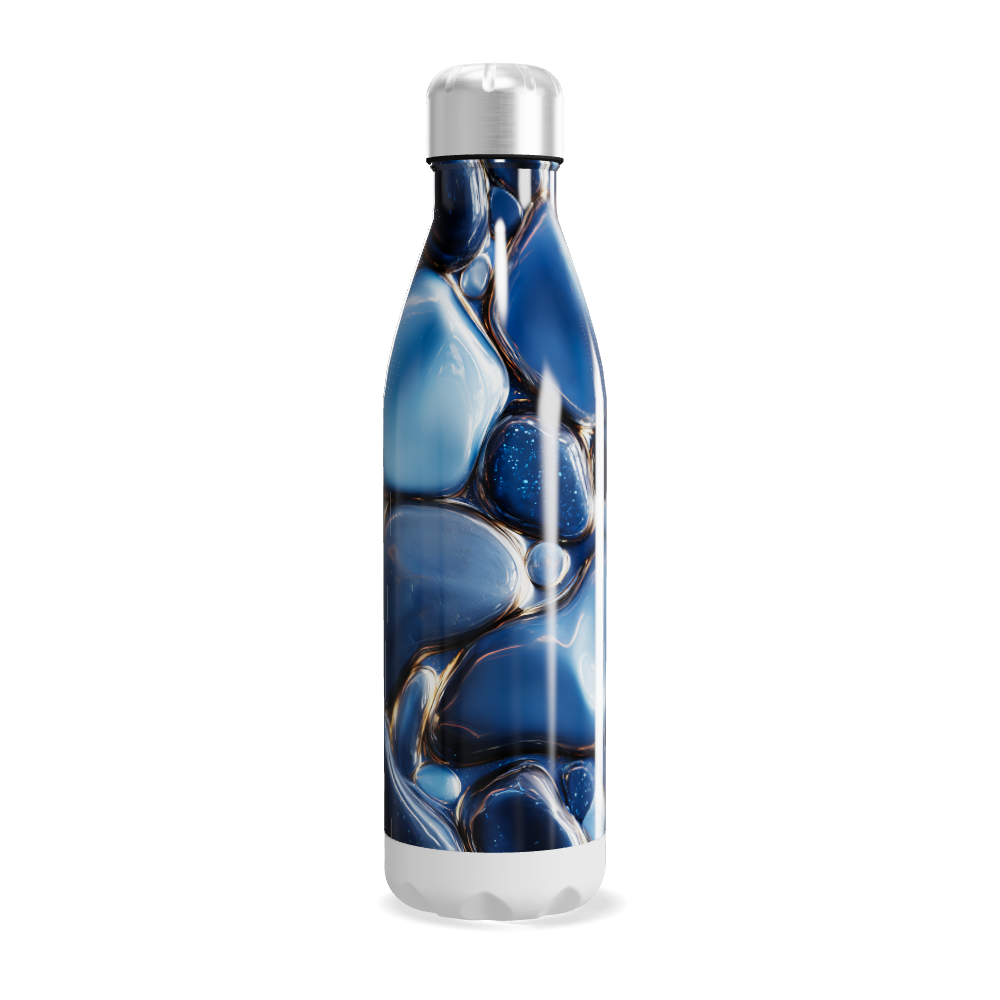 Garrafa Inox - Azul com Estampa Abstrata