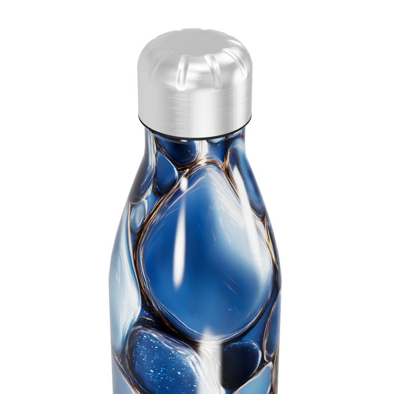 Garrafa Inox - Azul com Estampa Abstrata