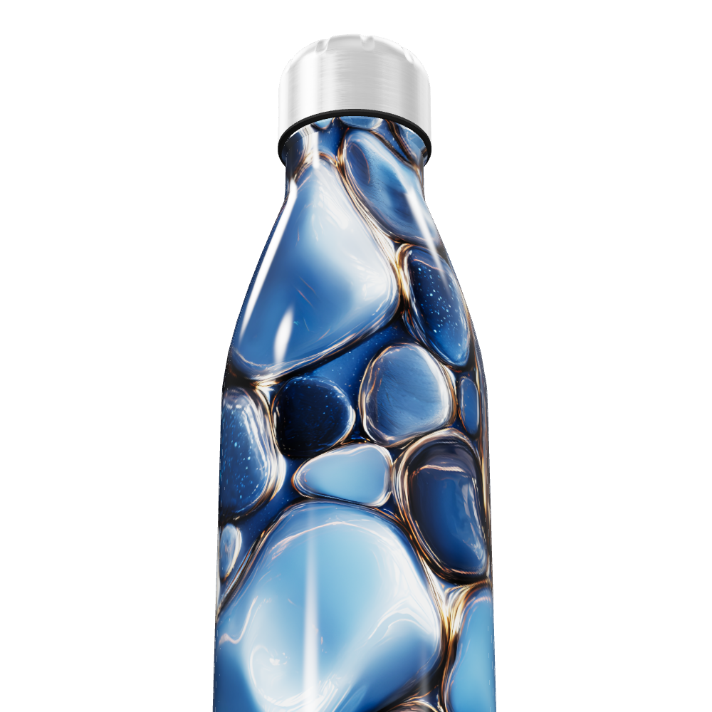 Garrafa Inox - Azul com Estampa Abstrata