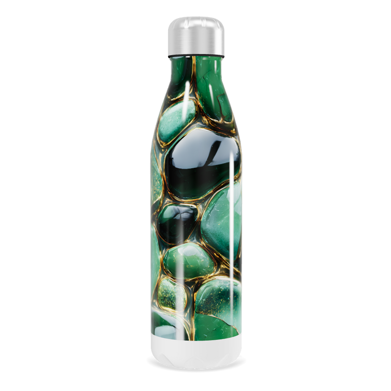 Garrafa Inox - Verde com Estampa Abstrata