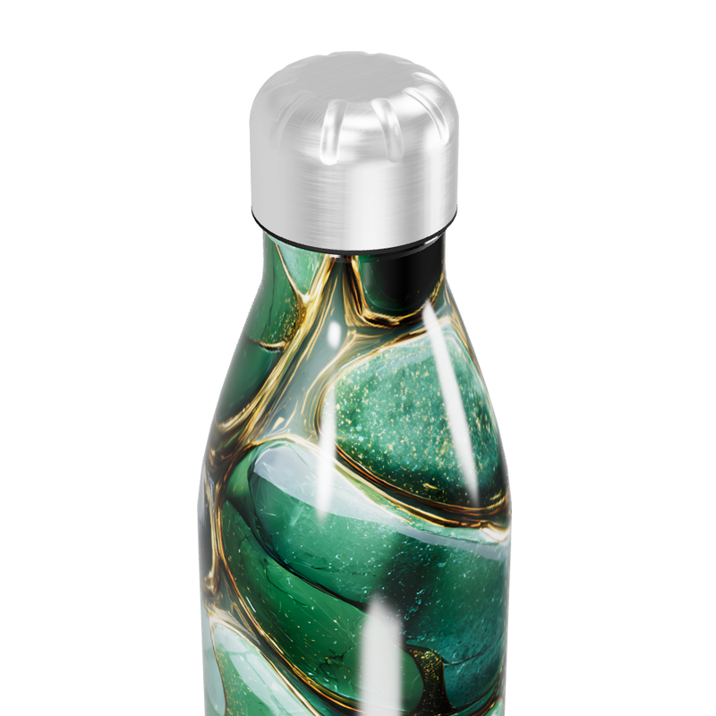 Garrafa Inox - Verde com Estampa Abstrata