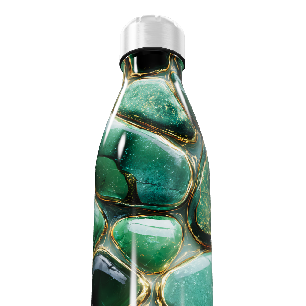Garrafa Inox - Verde com Estampa Abstrata