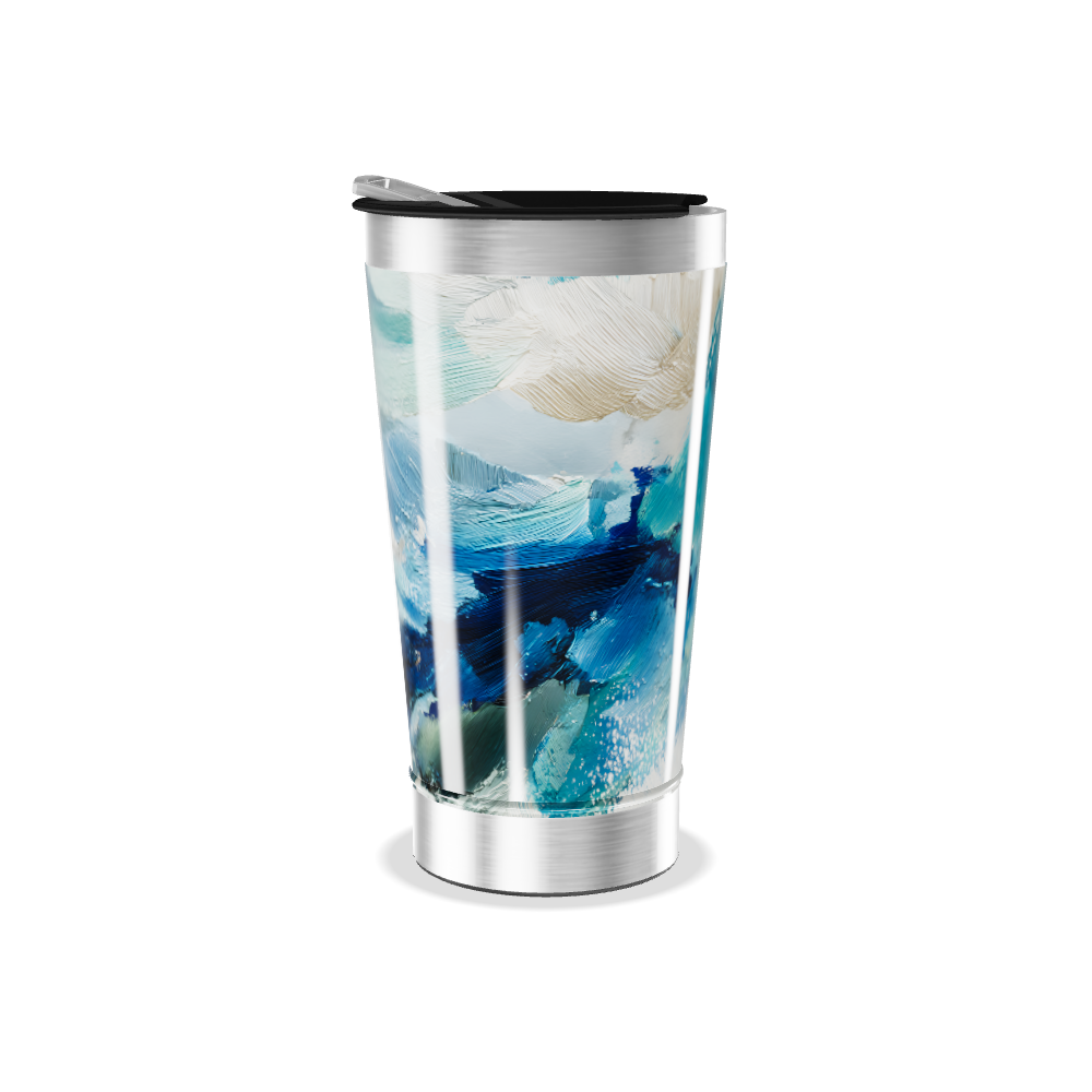 Copo Térmico - Estampa Artística Azul