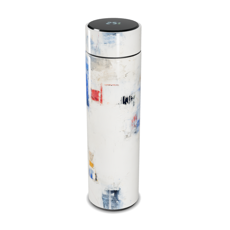 Garrafa Térmica Touch - Design Abstrato Branco