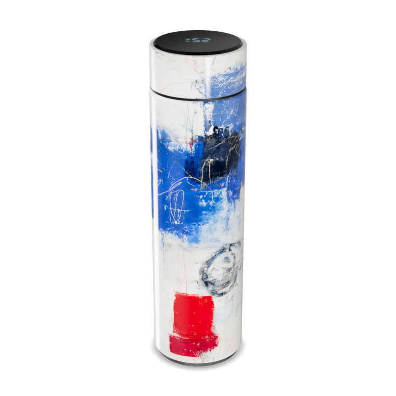 Garrafa Térmica Touch - Design Abstrato Branco