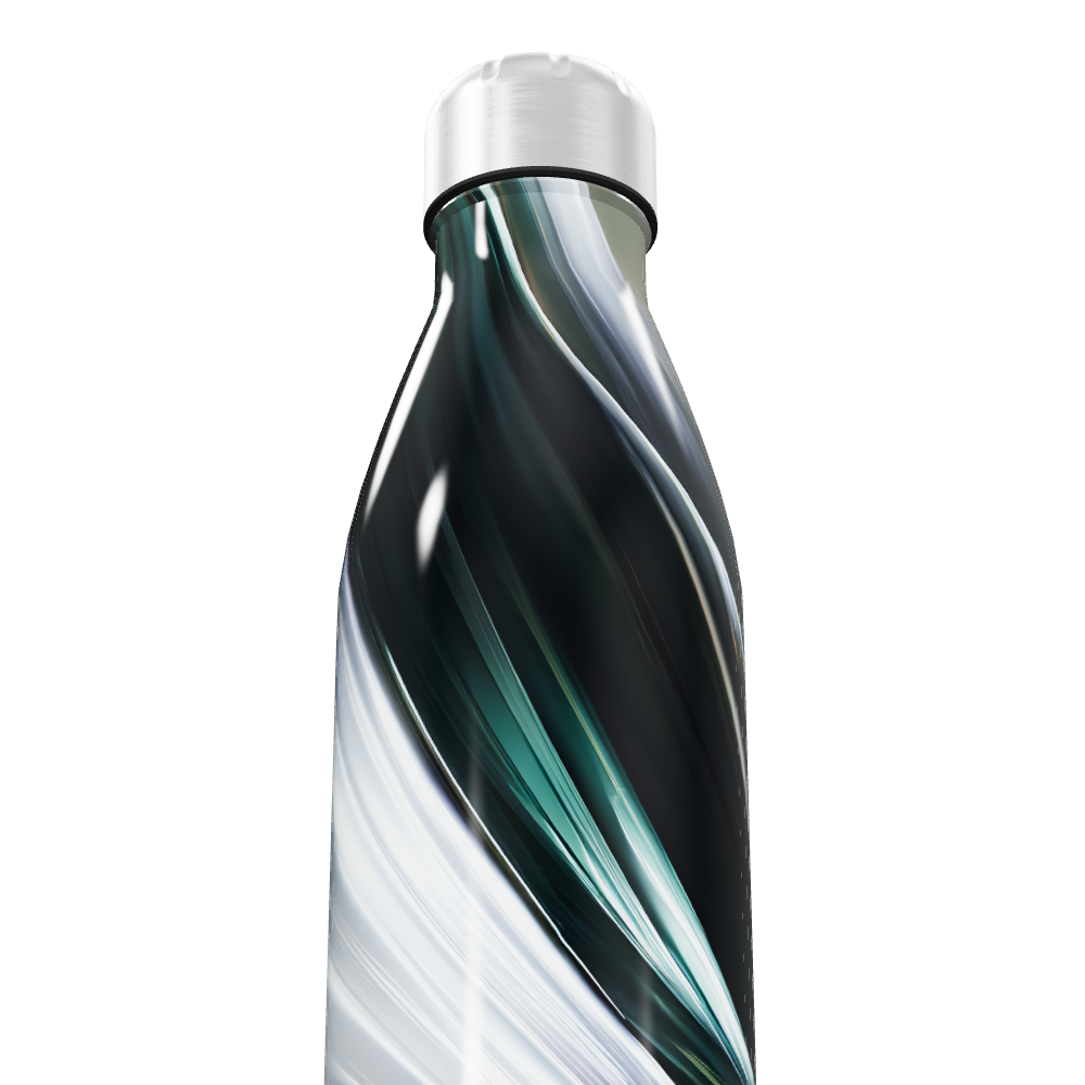 Garrafa Inox - Design Espiral Preto e Branco
