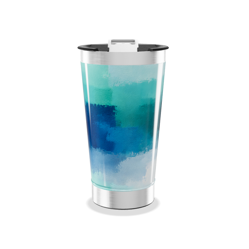 Copo Térmico - Azul com Padrão Artístico