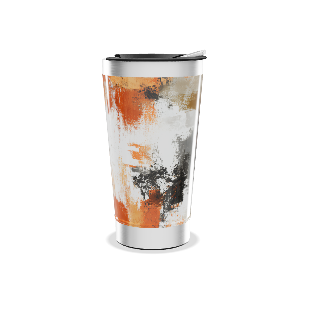 Copo Térmico - Estampa Abstrata Laranja