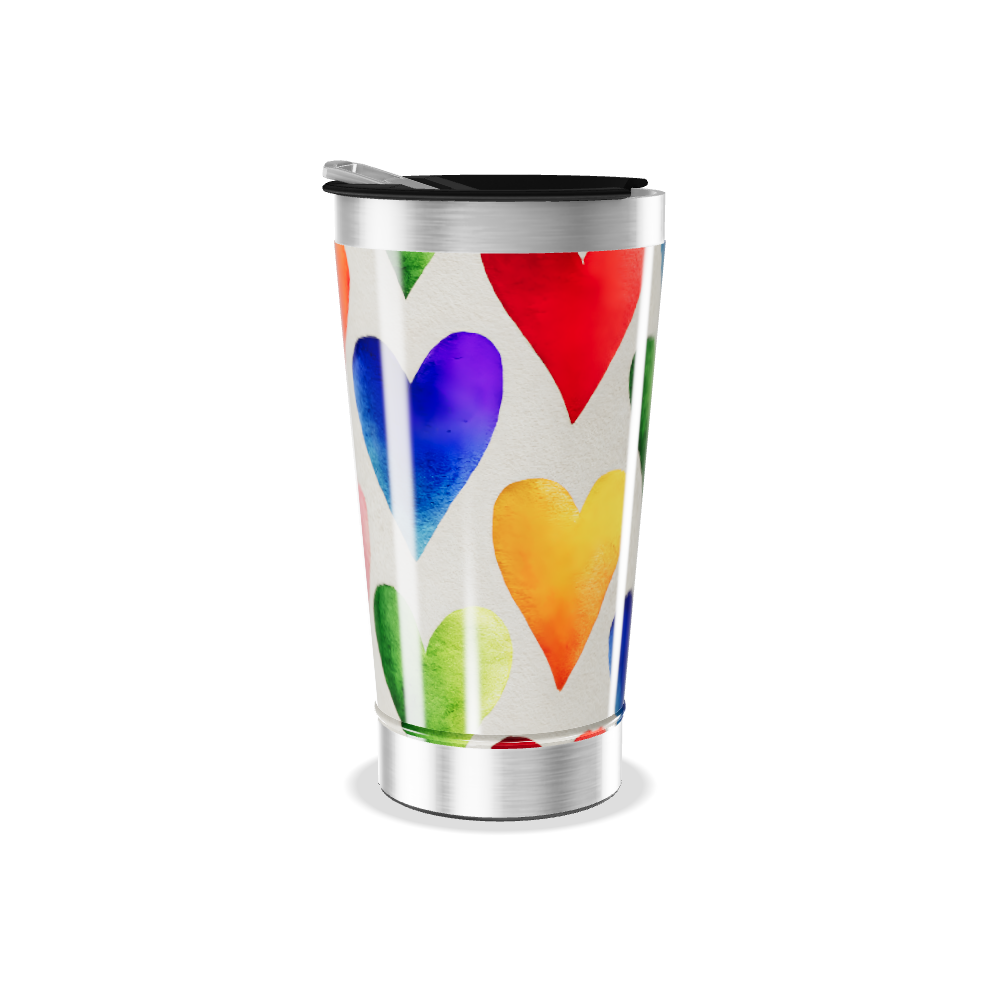 Copo Térmico - Estampa Corações Coloridos