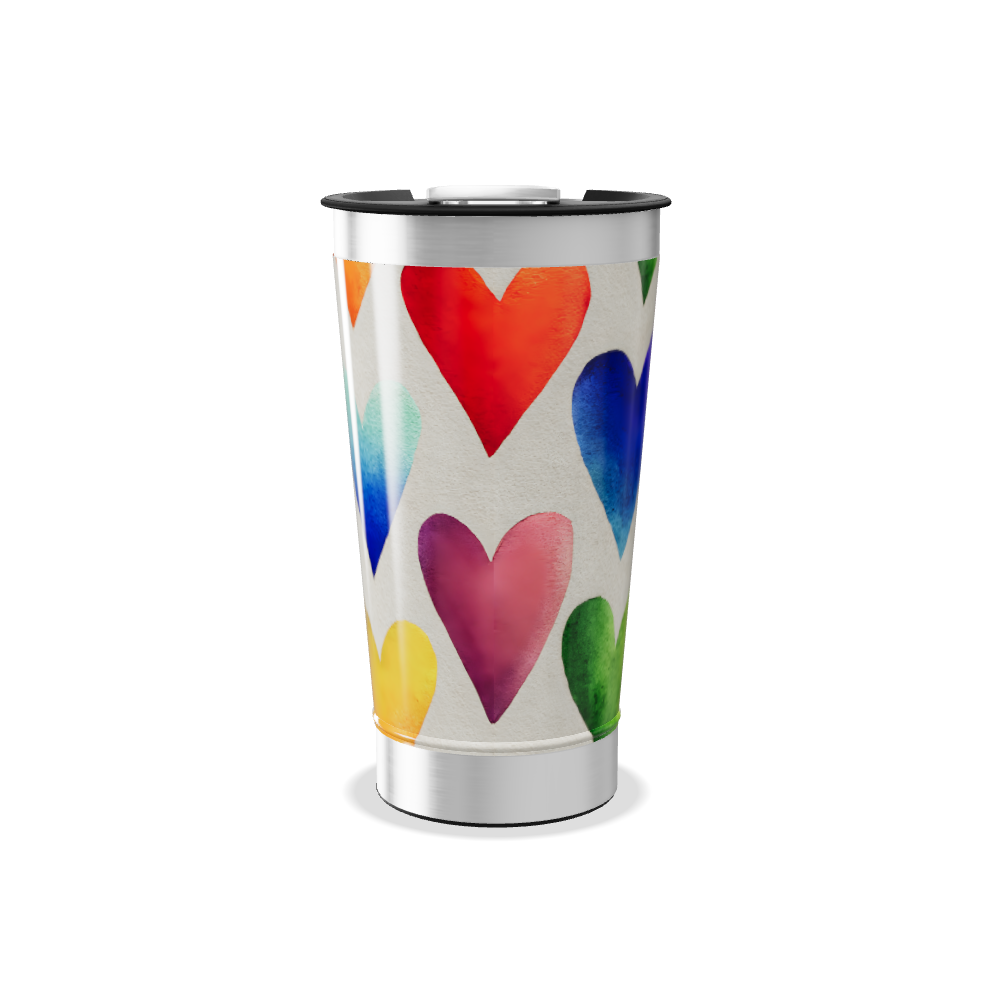 Copo Térmico - Estampa Corações Coloridos