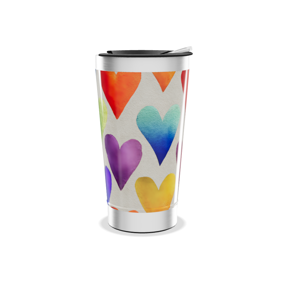 Copo Térmico - Estampa Corações Coloridos