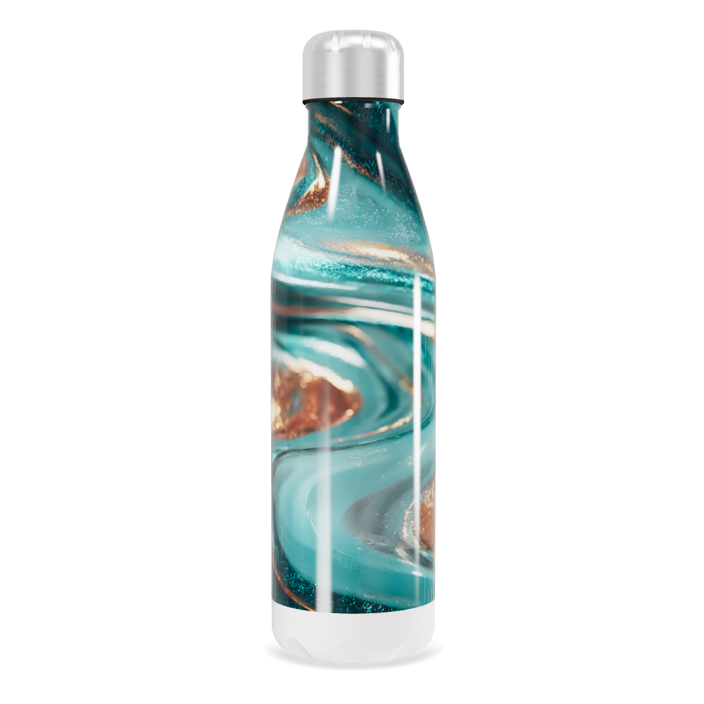 Garrafa Inox - Mármore Verde e Dourado