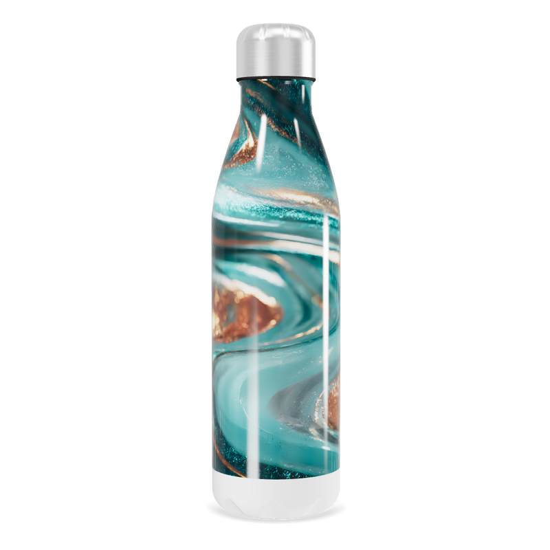 Garrafa Inox - Mármore Verde e Dourado