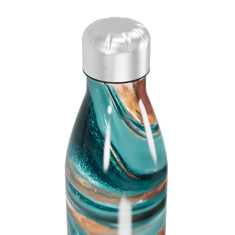 Garrafa Inox - Mármore Verde e Dourado