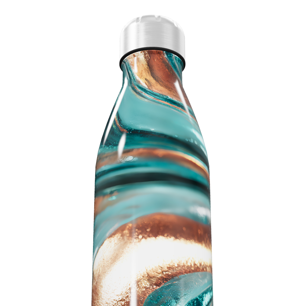 Garrafa Inox - Mármore Verde e Dourado