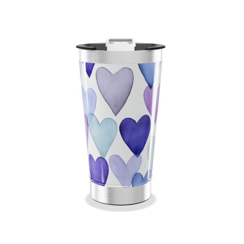 Copo Térmico - Corações Roxos Aço Inox