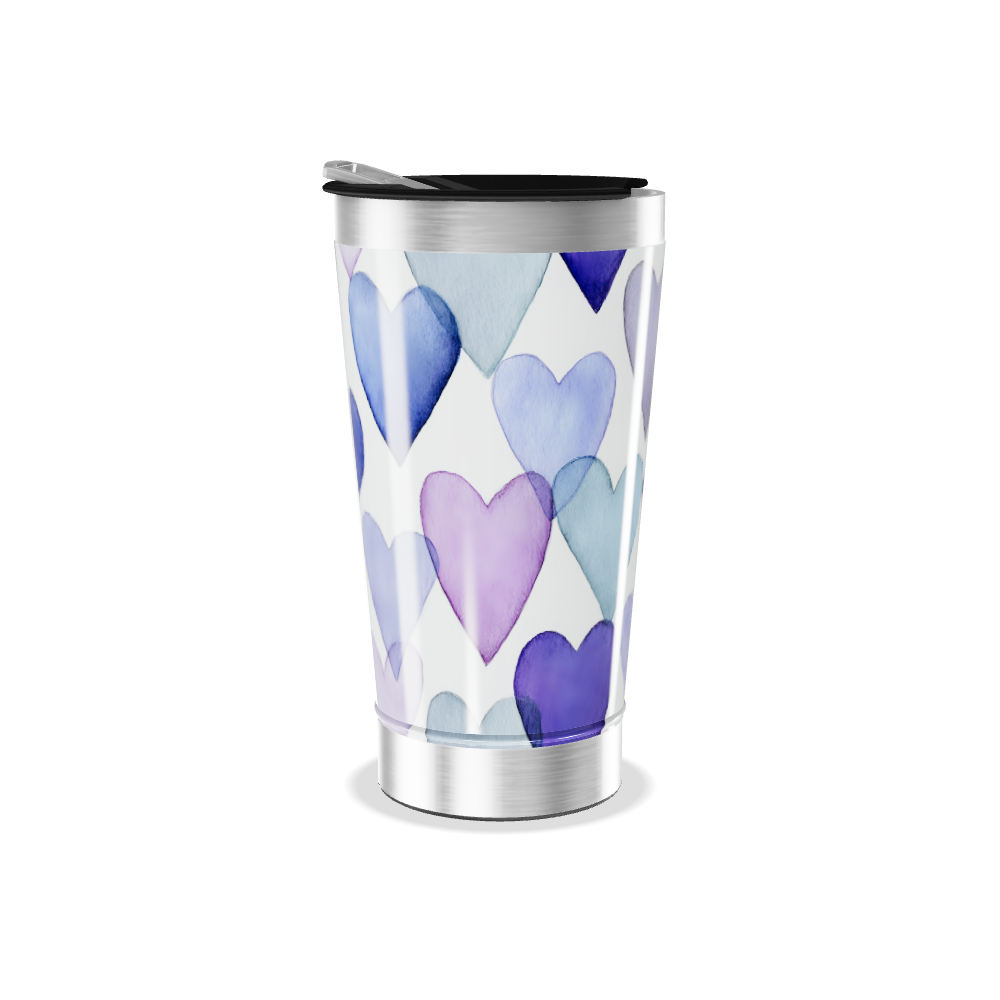 Copo Térmico - Corações Roxos Aço Inox