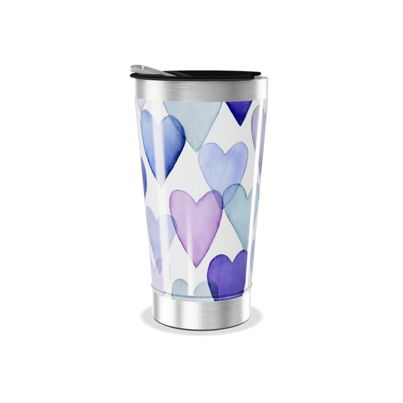 Copo Térmico - Corações Roxos Aço Inox