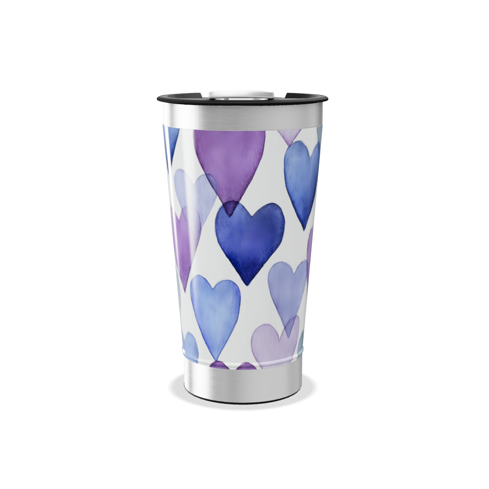 Copo Térmico - Corações Roxos Aço Inox
