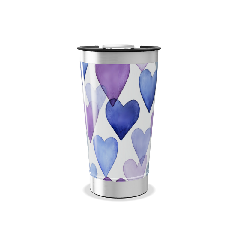 Copo Térmico - Corações Roxos Aço Inox