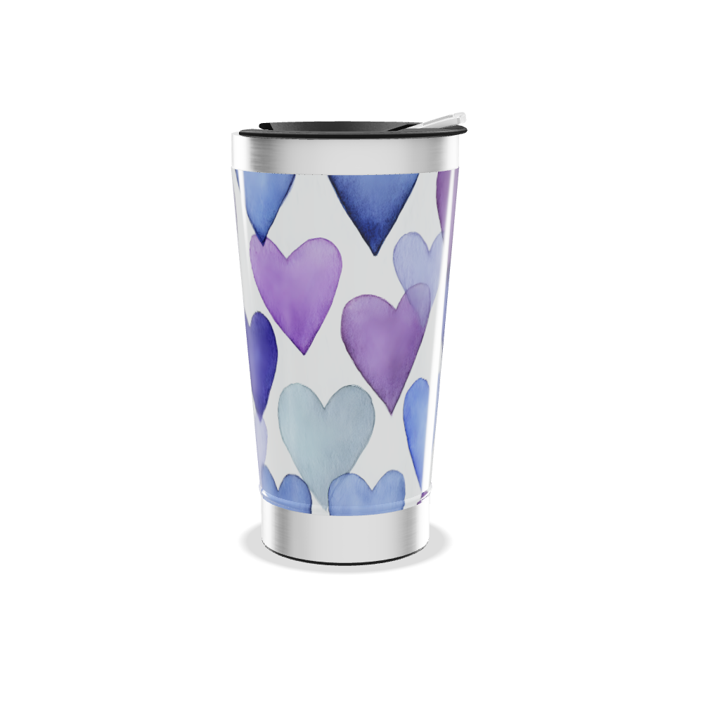 Copo Térmico - Corações Roxos Aço Inox