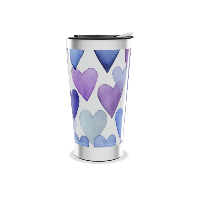 Copo Térmico - Corações Roxos Aço Inox