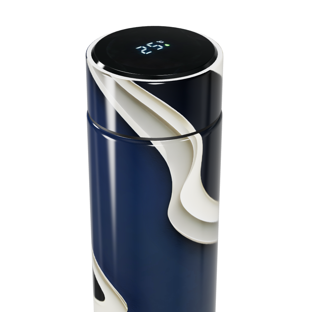 Garrafa Térmica Touch - Azul com Estampa Elegante