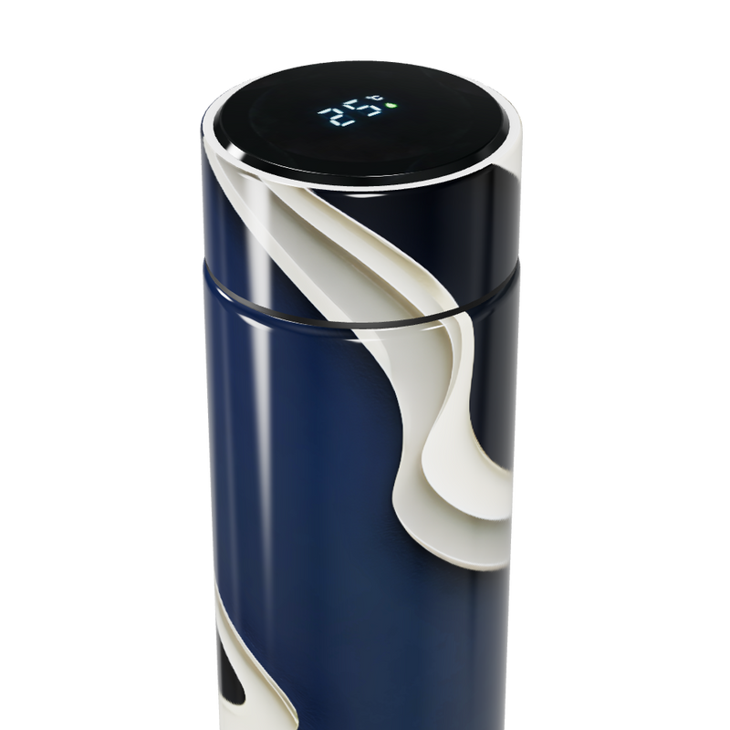 Garrafa Térmica Touch - Azul com Estampa Elegante