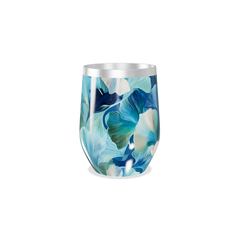 Copo Térmico Slim - Floral Azul Inox