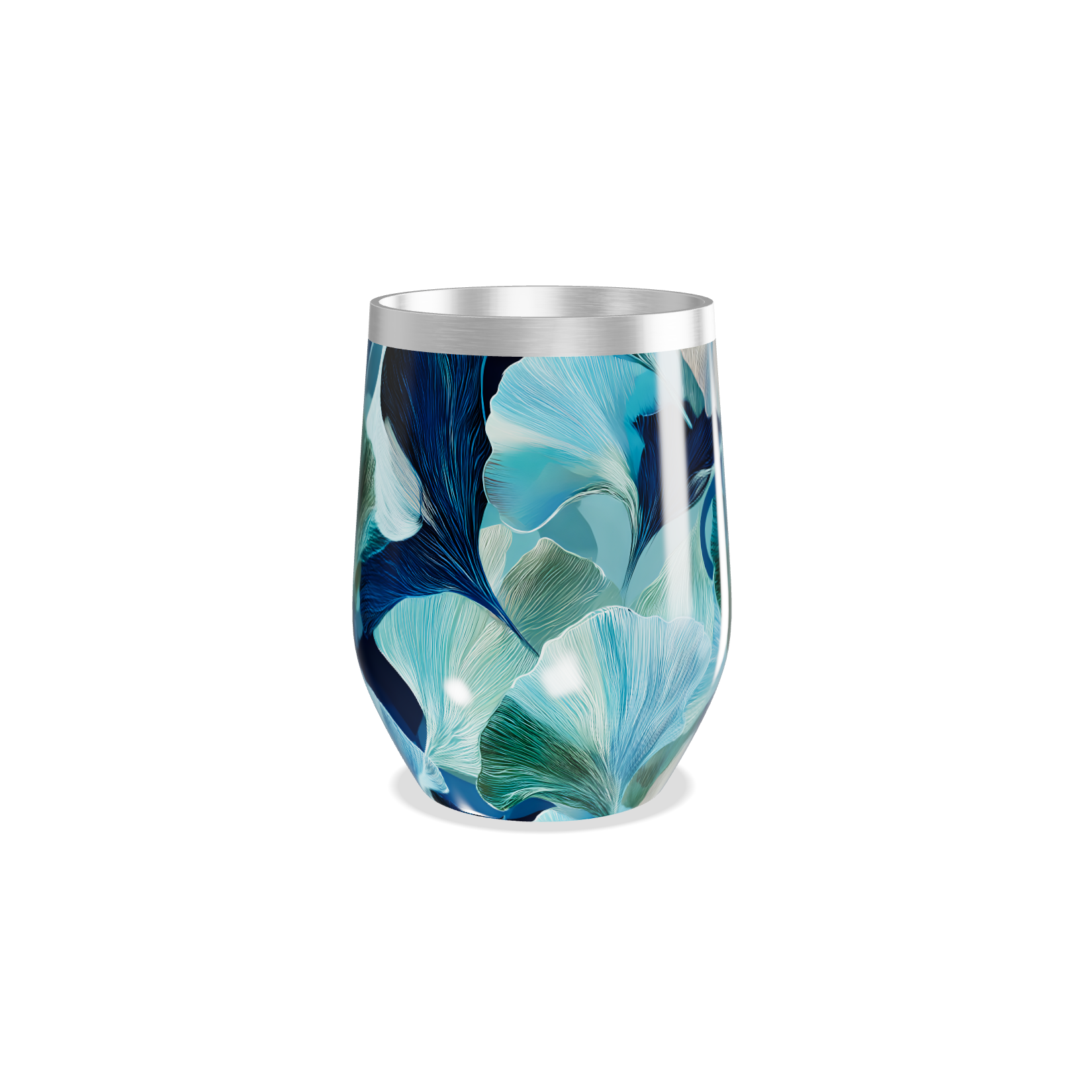Copo Térmico Slim - Floral Azul Inox
