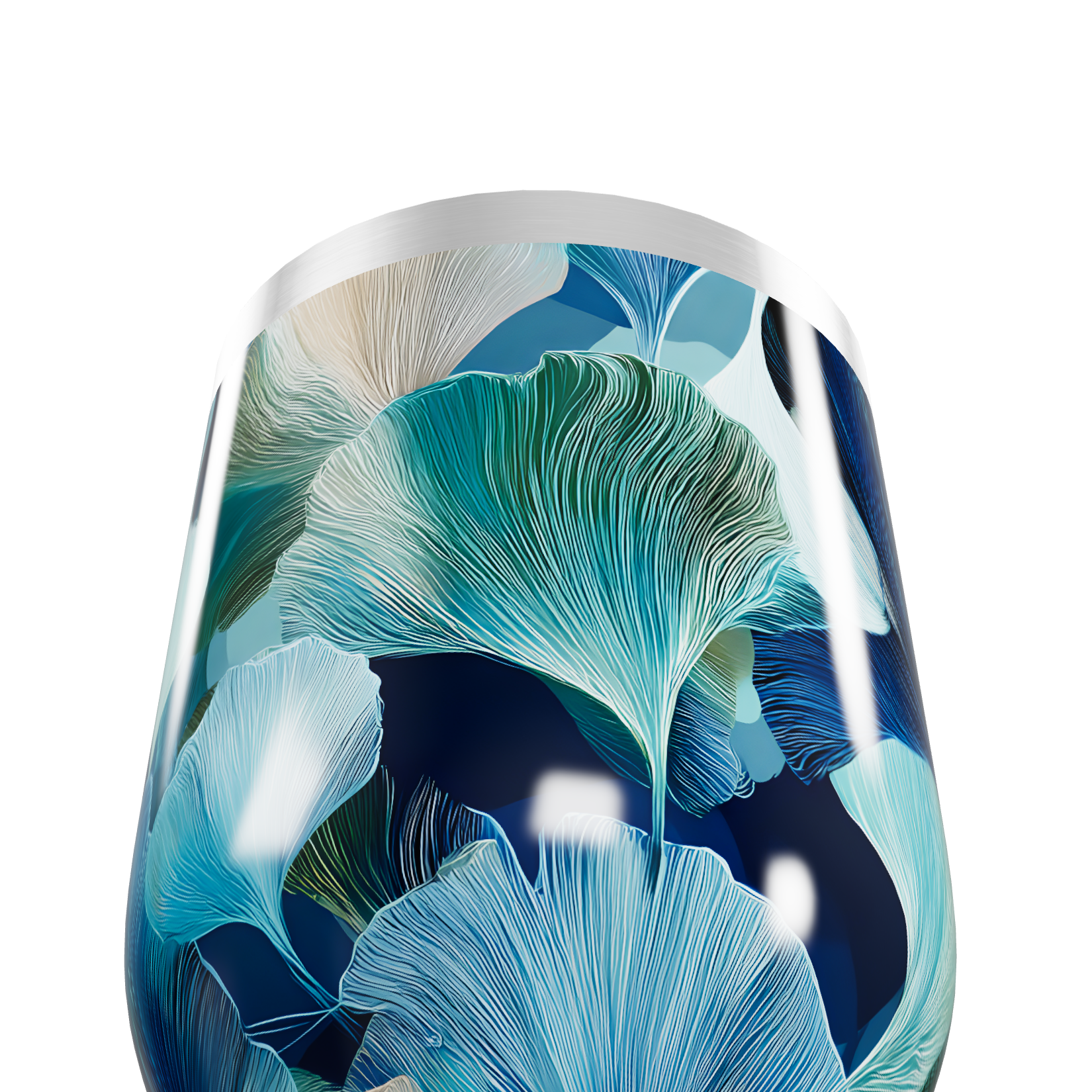 Copo Térmico Slim - Floral Azul Inox