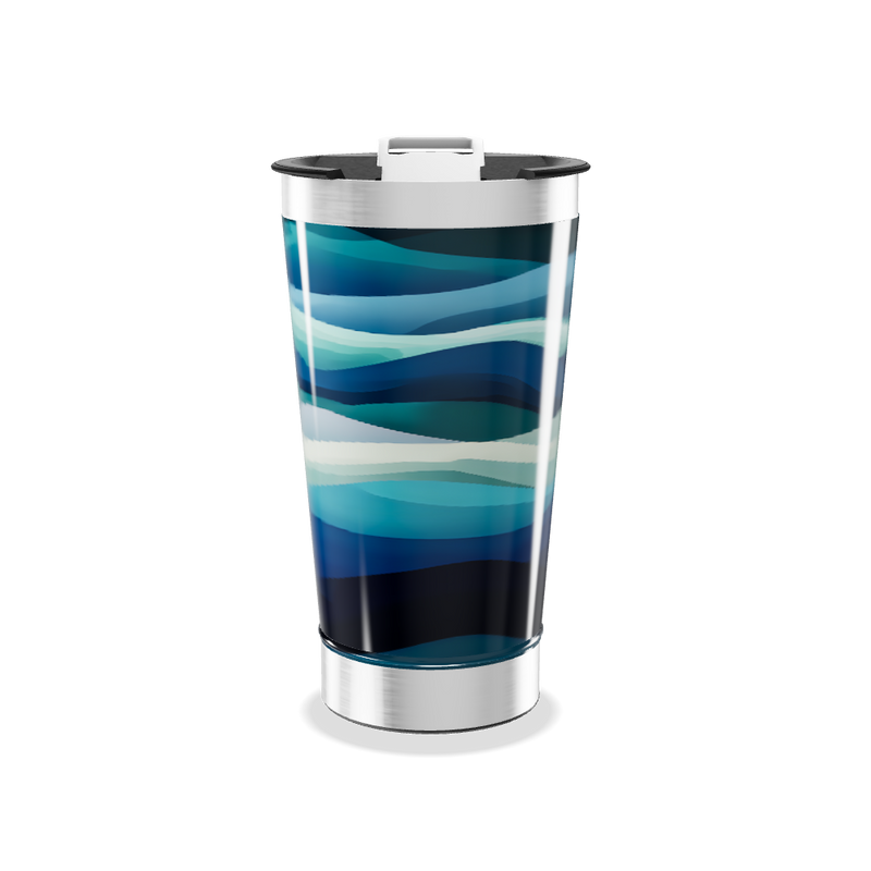 Copo Térmico - Azul Ondas Aço Inox