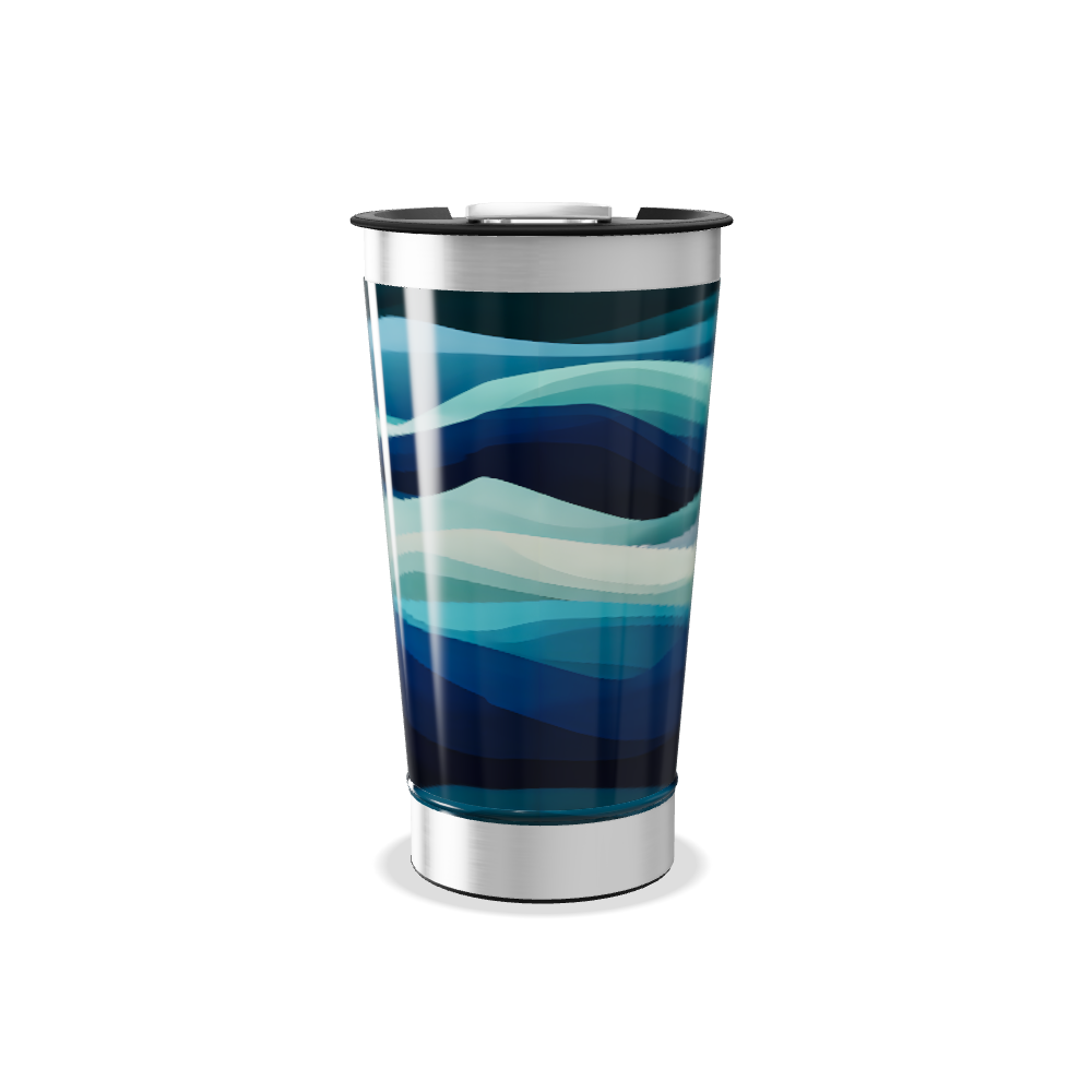 Copo Térmico - Azul Ondas Aço Inox