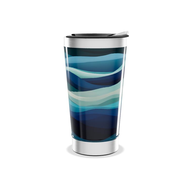 Copo Térmico - Azul Ondas Aço Inox