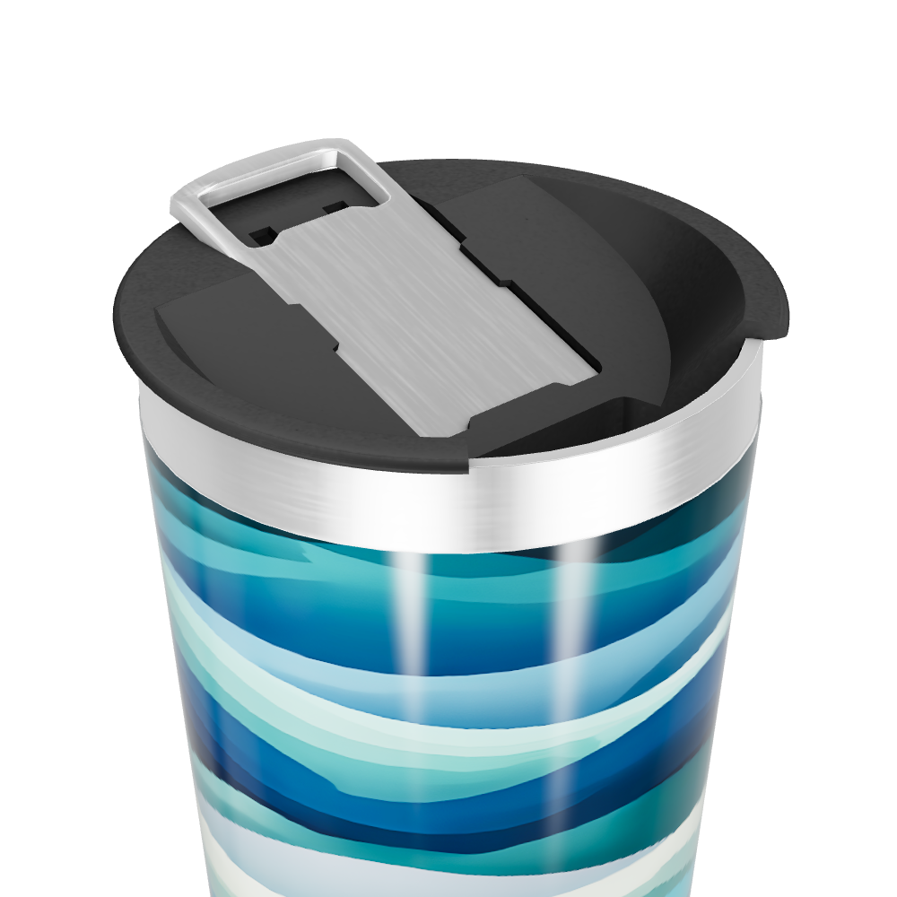 Copo Térmico - Azul Ondas Aço Inox