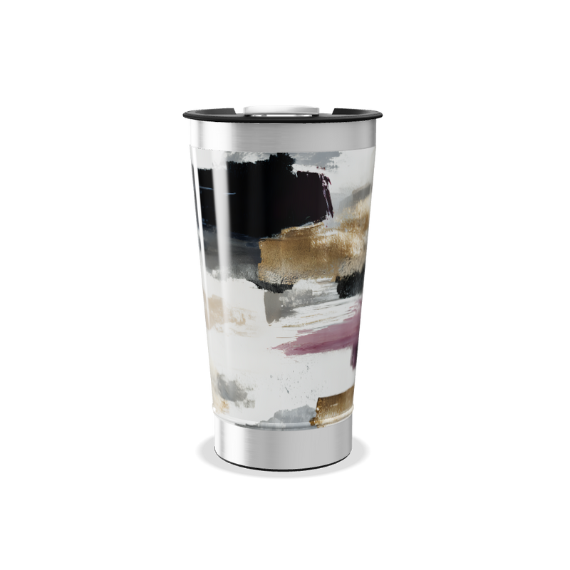 Copo Térmico - Aço Inox Abstrato