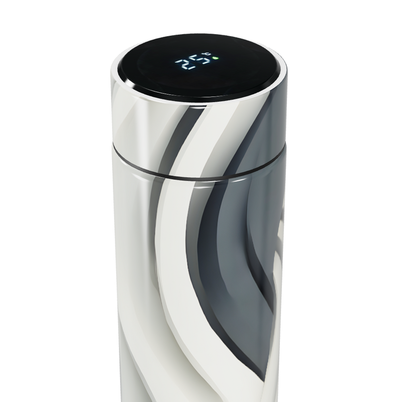 Garrafa Térmica Touch - Design Espiral Preto e Branco