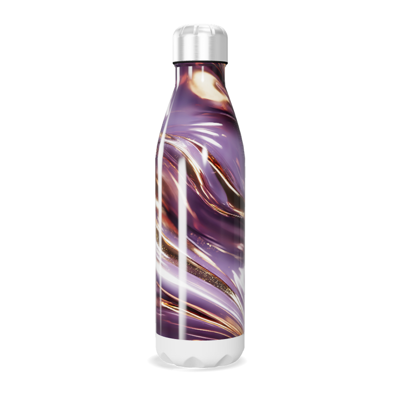 Garrafa Inox - Roxa com Estampa Abstrata