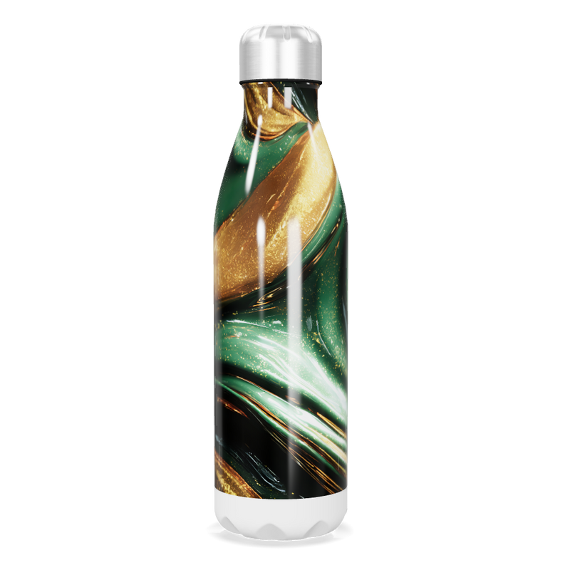 Garrafa Inox - Verde e Dourado Marmorizada