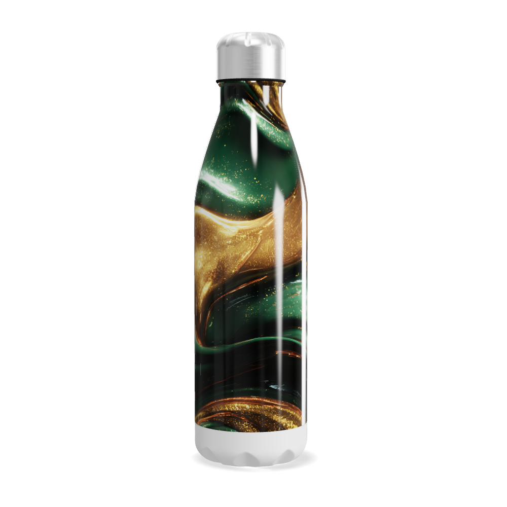 Garrafa Inox - Verde e Dourado Marmorizada