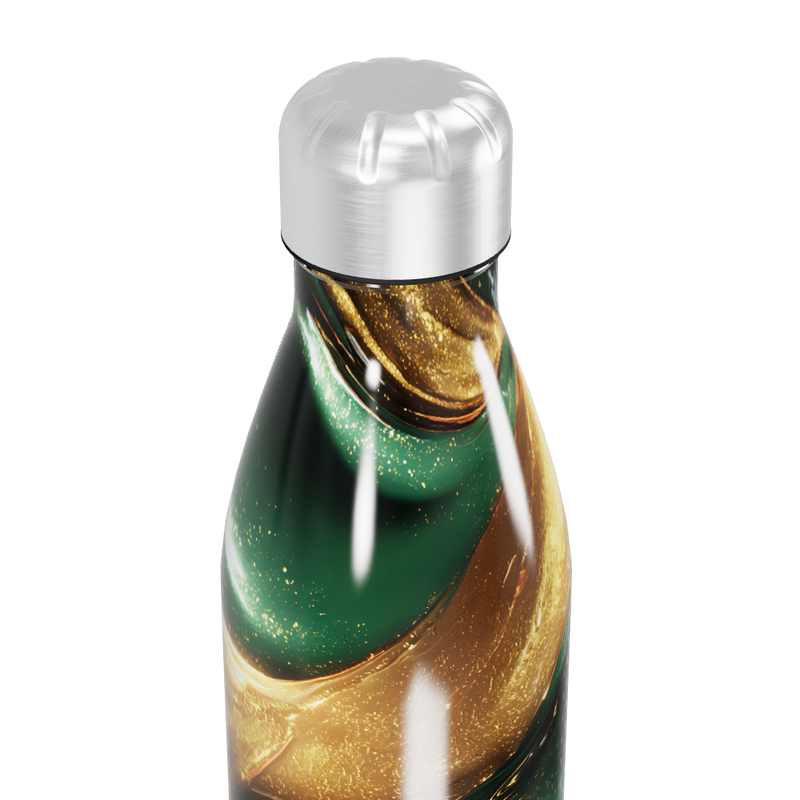 Garrafa Inox - Verde e Dourado Marmorizada