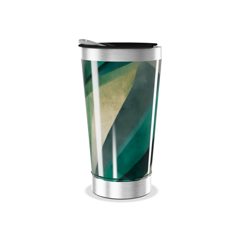 Copo Térmico - Verde com Estampa Geométrica