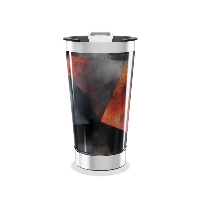 Copo Térmico - Geométrico Preto e Laranja
