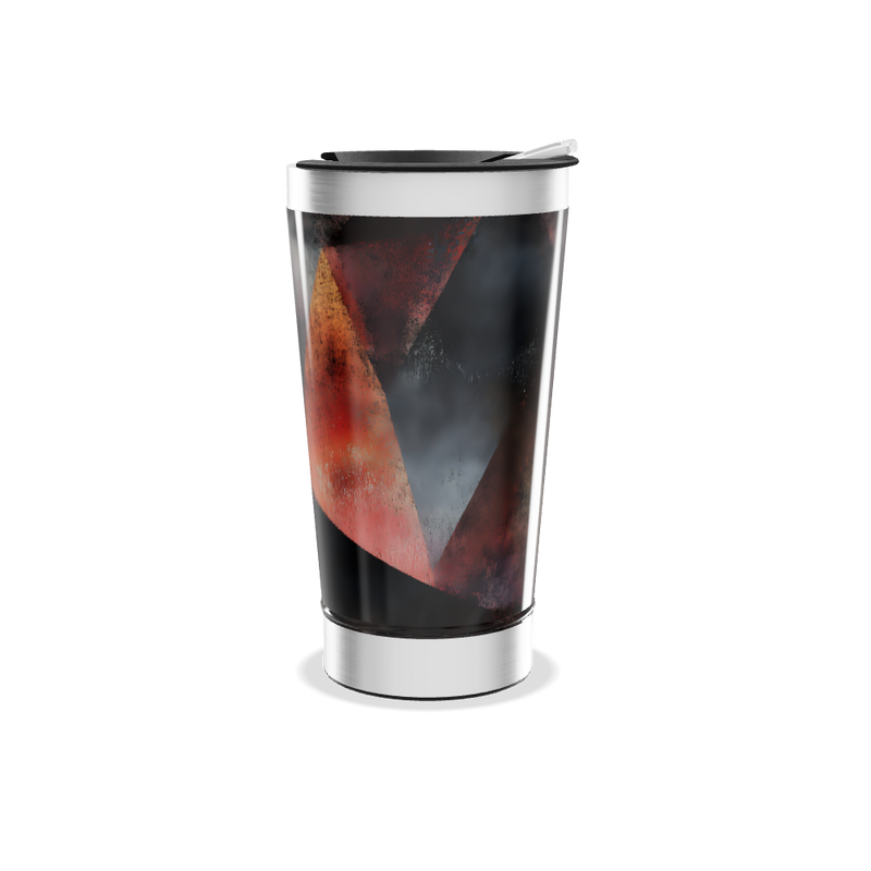 Copo Térmico - Geométrico Preto e Laranja